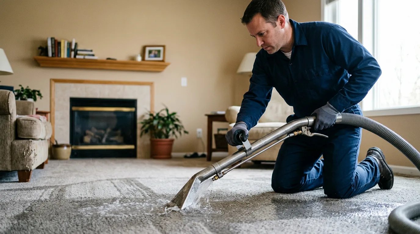 Water damage restoration technician working near Roosevelt, NJ
